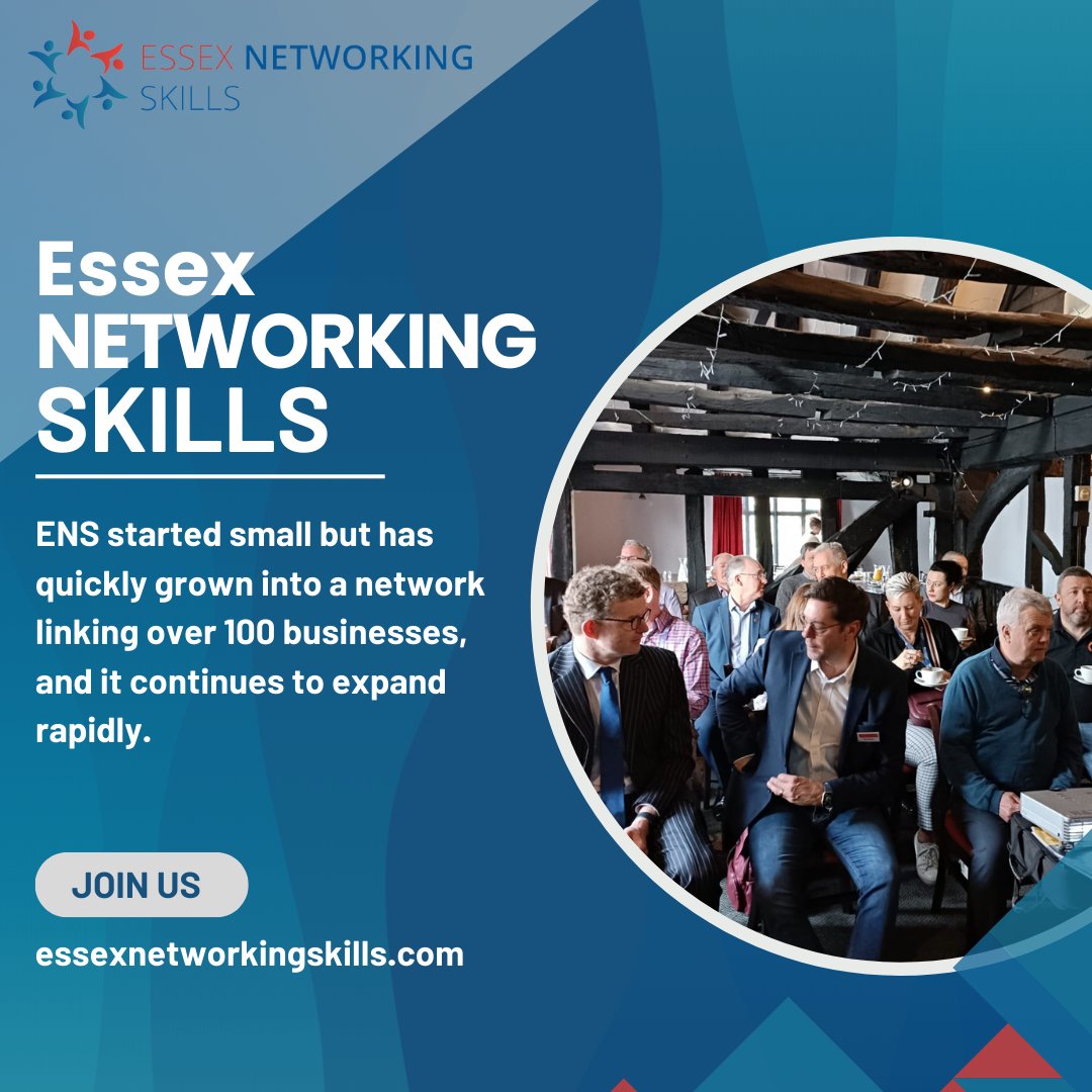 ENS: From Humble Beginnings to a Rapidly Expanding Network of 100+ Businesses.

essexnetworkingskills.com..
mark@essexworkskills.co.uk
07951698363

#Networking #BusinessNetworking #ProfessionalNetwork #Essexnetworkingskills #networkmeeting #networkingessex #businessconnections