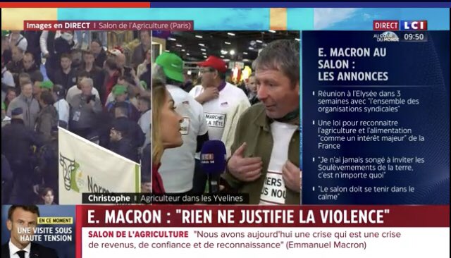 @AcBottet is back 🤗. Quel plaisir de vous retrouver Anne-Chloé! En direct du Salon de l’agriculture interviewant Christophe, un agriculteur des Yvelines. La situation est très tendue. Vous êtes au milieu de la foule et nous au ♥️ de l’actualité grâce à vous.