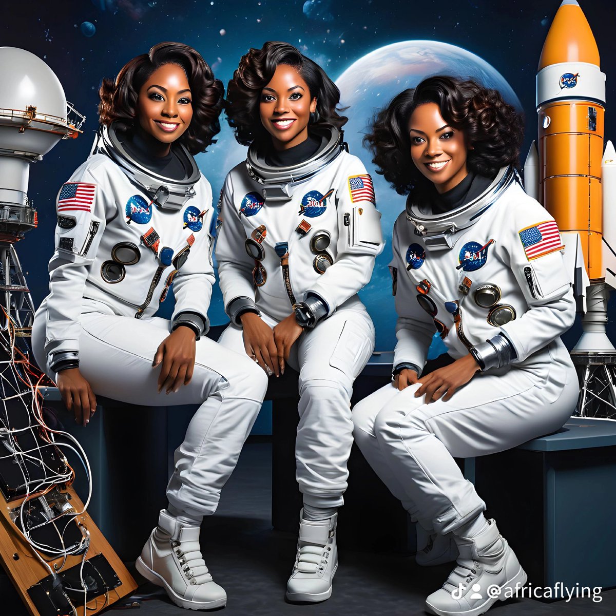 AfricaFlying's tweet image. Breaking barriers beyond the atmosphere 🚀👩‍🚀 Embracing weightlessness, conquering galaxies, and inspiring generations.  
#ExploringInfinity #NASA #SpaceX #space #AstronautTraining #ToTheMoon