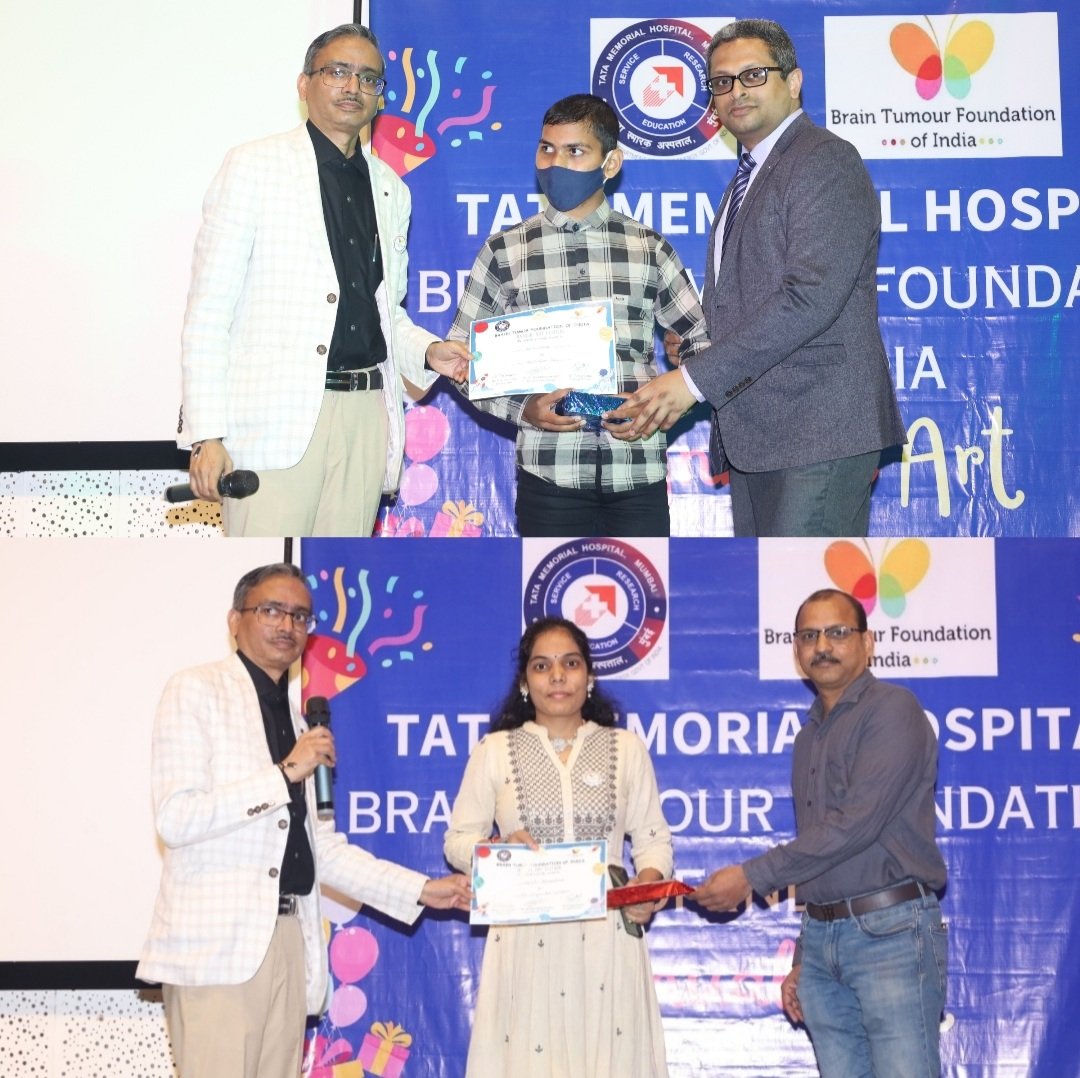 BTFI4's tweet photo. Courageous survivors and staff are honored by the doctors with awards at the Annual Festival. Kudos to the doctors for their unwavering support and dedication in the fight against brain tumors. #DrTejpalGupta #DrGirishC @DrVasundharaP @chatterji08 @RadOncTMC @TataMemorial https://t.co/UvU9cPkqc2
