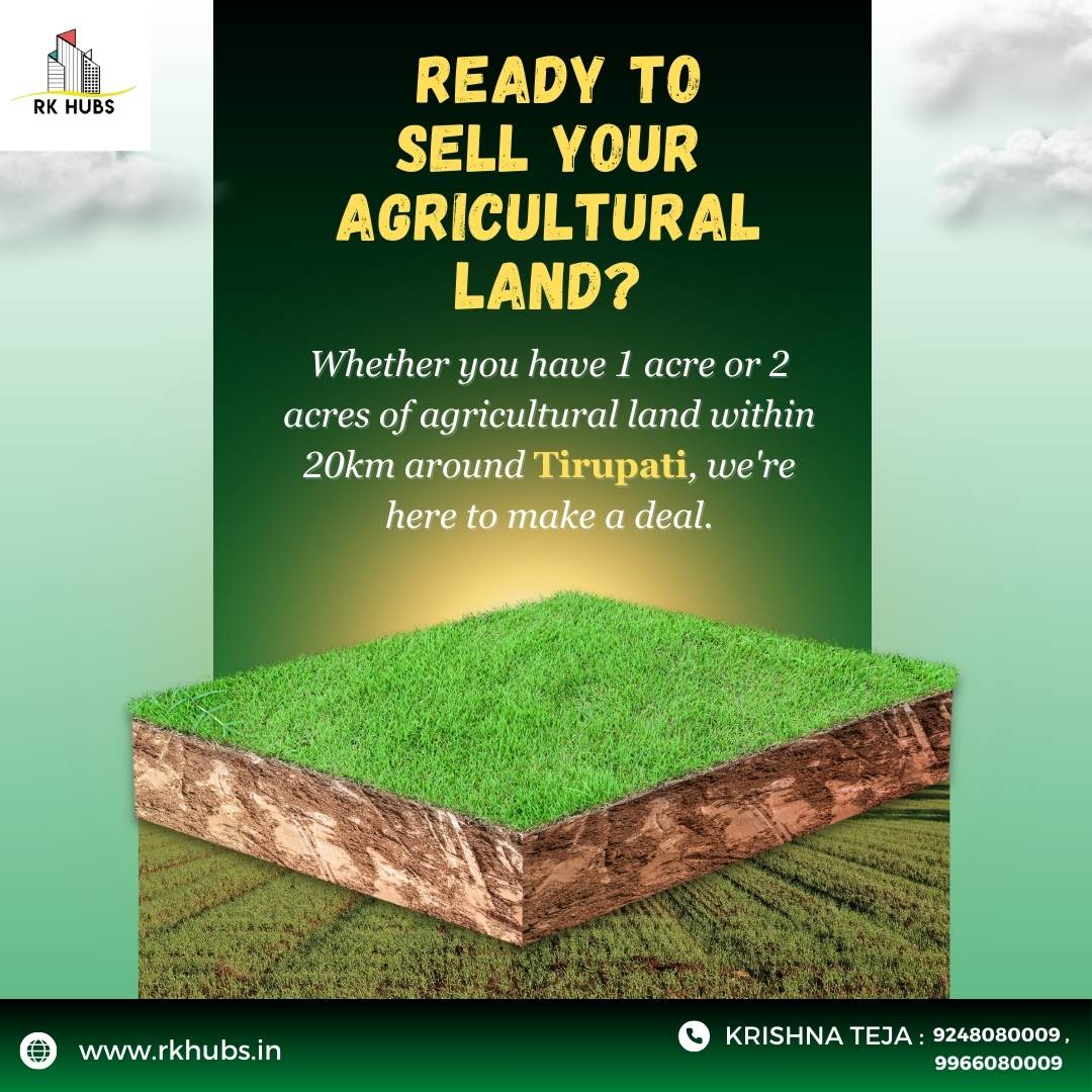 rk_hubs's tweet image. Agricultural/Farm Land is available for sale around Tirupati, We&apos;re here to make a good deal. please feel free to reach out to discuss further details and potential arrangements.
Proprietor: KRISHNA TEJA
Call: 92480 80009 | 98850 88550
Visit : rkhubs.in
#RKHUBS