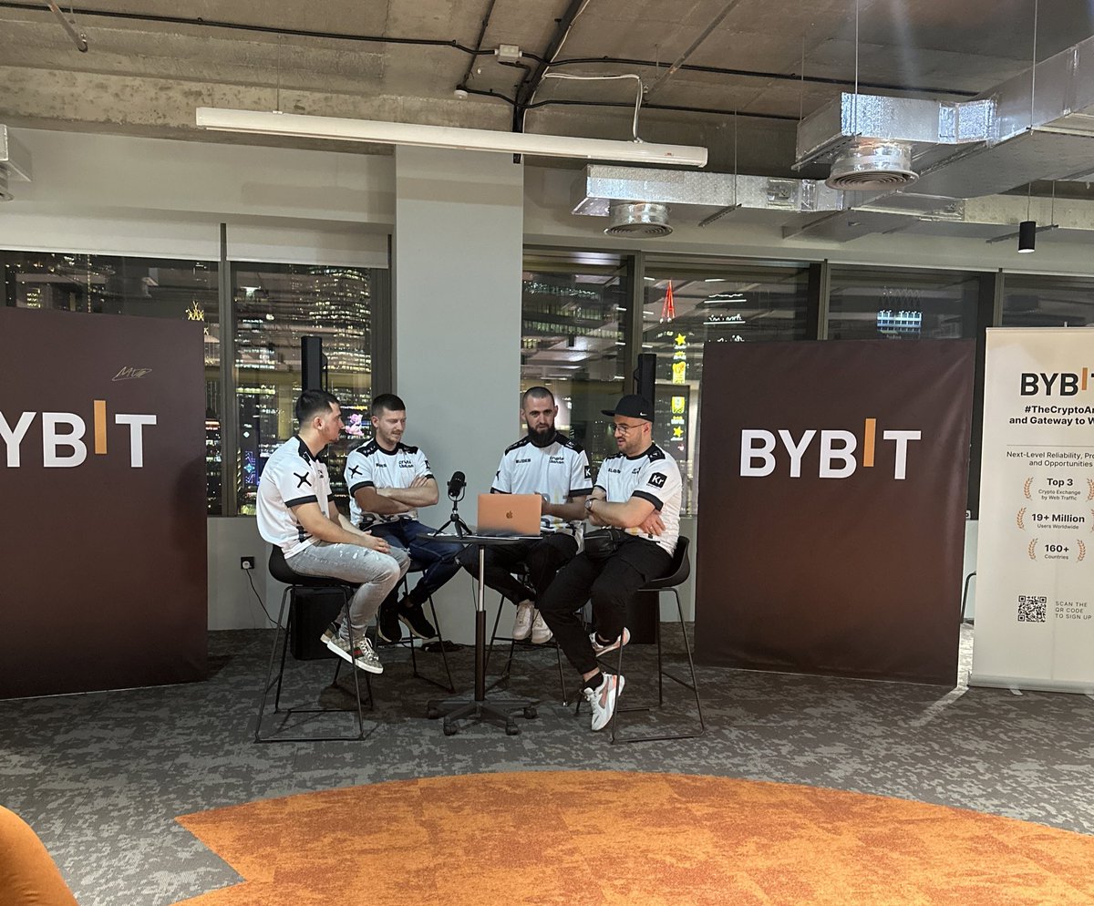 Exciting times at @Bybit_Official HQ in Dubai! Discussing trading and market trends with @DUDES_LABS and @cryptolbanians , sponsored by @KryptoniteGroup . Register on Dudes Labs’ affiliate link for Bybit giveaways and join their Discord channel for more. Discord:…