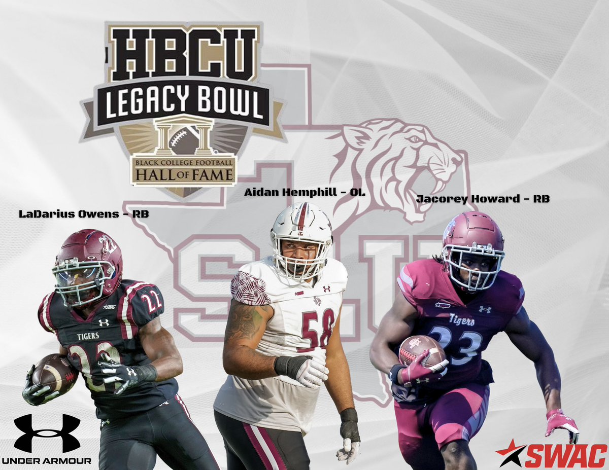 Texas Southern Football (@tsufootball) on Twitter photo Tiger Nation,
Letโs wish GOOD LUCK to <a href="/deeowens2121/">LaDarius Owens</a> <a href="/aidan_hemphill/">Aidan Hemphill</a> <a href="/HowardJacorey/">Jacorey Howard</a> as they compete in the HBCU Legacy Bowl today at 3 pmโ๏ธ
#TheSauceU๐
๐
๐
Tiger Nation,
Letโs wish GOOD LUCK to <a href="/deeowens2121/">LaDarius Owens</a> <a href="/aidan_hemphill/">Aidan Hemphill</a> <a href="/HowardJacorey/">Jacorey Howard</a> as they compete in the HBCU Legacy Bowl today at 3 pmโ๏ธ
#TheSauceU๐
๐
๐