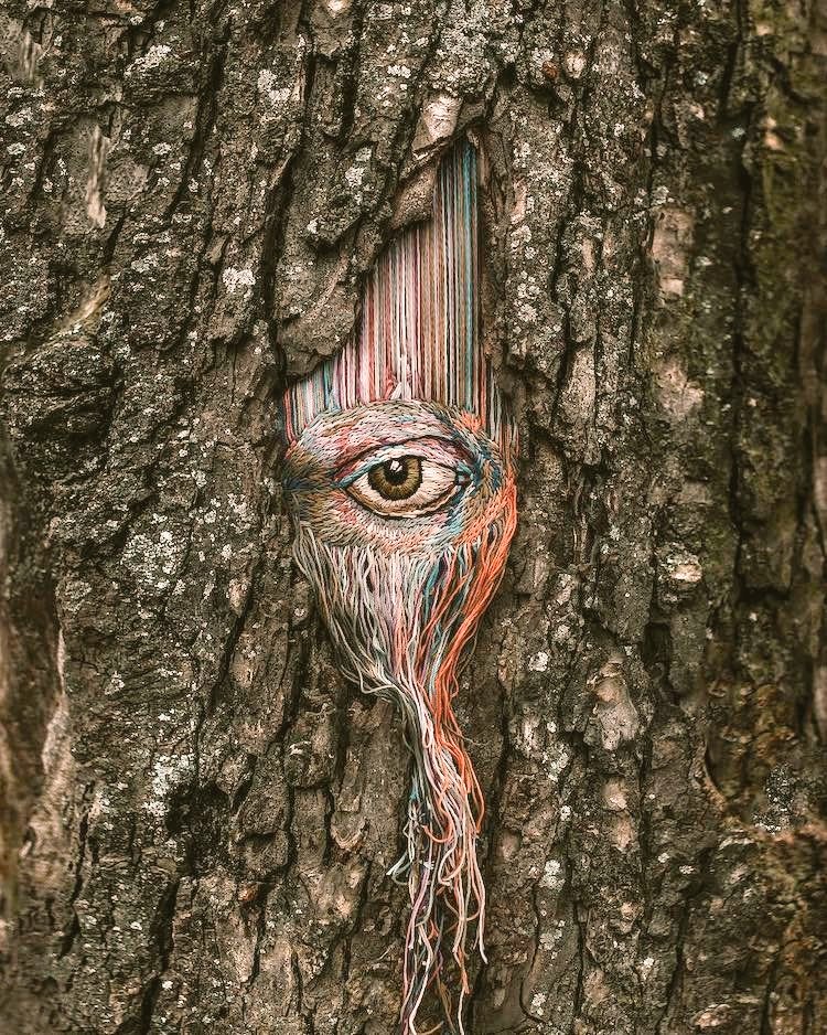 womensart1's tweet photo. Ukrainian artist Diana Yevtukh displays her surreal textile art within nature, such as placing her pieces on trees #WomensArt #Ukraine 🇺🇦 https://t.co/9i4aI0TfXy