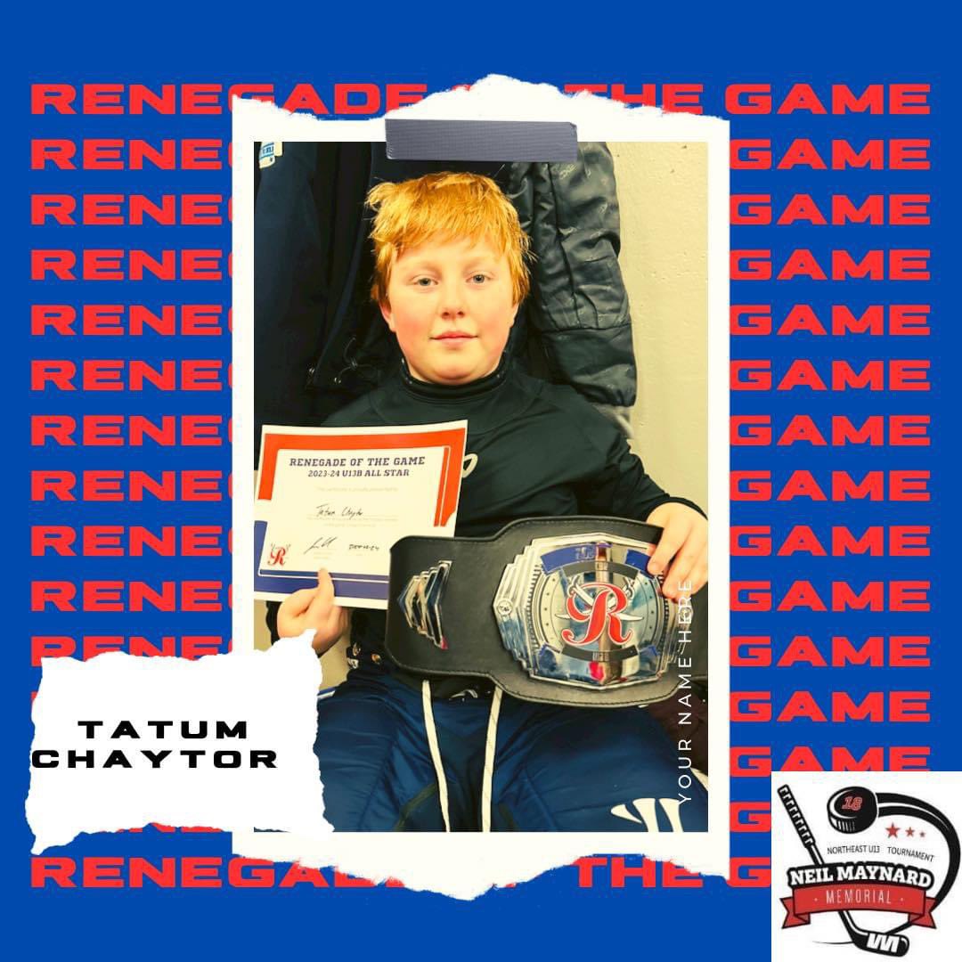 🔴 6-2 final score for NE in our second game of the Neil Maynard Memorial Tournament 🔵
Congratulations to our Player of the Game, Parker Legge 🤩; and Renegade of the Game, Tatum Chaytor 🤩.
Our next game is 12:30 pm vs Mount Pearl at Jack Byrne Arena. 🏒