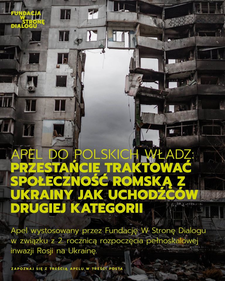 wStroneDialogu's tweet photo. W związku z 2. rocznicą rozpoczęcia pełnoskalowej inwazji #Rosja na #Ukraina apelujemy do @moanrosa o to, aby polska władza przestała traktować Romki i Romów z Ukrainy jak uchodźców drugiej kategorii

Prosimy Panią o zapoznanie się z apelem https://t.co/MdAShDewnG i odpowiedź https://t.co/TDtpRWQo3J