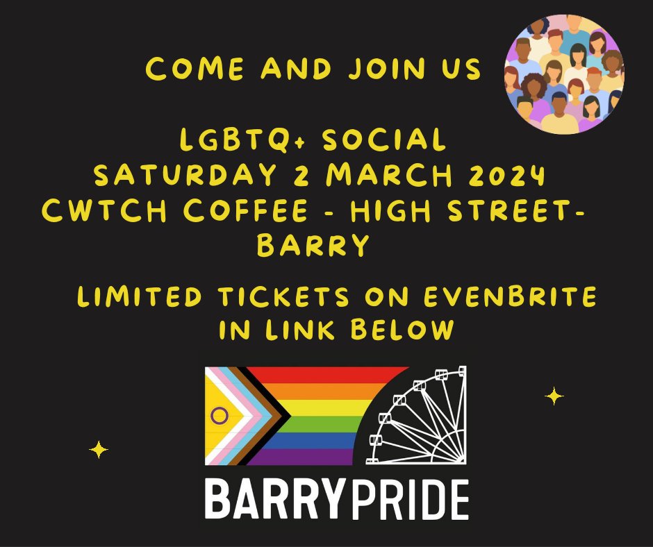 Announcement 👇

Here's our first social event of the year. Reserve your free ticket below. Only 15 seats are available.

Date: Sat, 2 Mar, 10:00 AM

Location: @cwtchcoffee

eventbrite.co.uk/e/lgbtq-social…