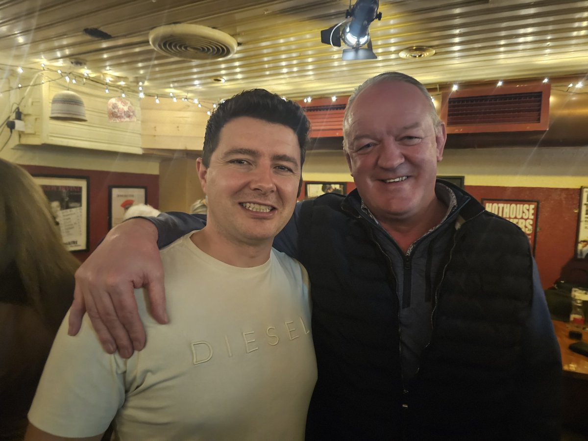 Mick Galwey and myself in Kilkenny. Nephew had a good cut off Mick but retreated quickly once he realised the height of him. Mighty show at a sold out @Cleereskilkenny last night, and I'm returning to Cleeres in either May or June, pending a suitable date.