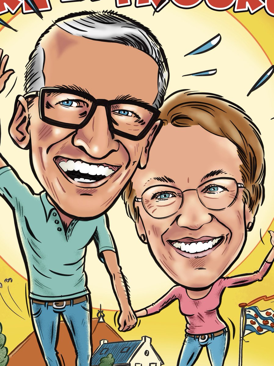 AFDesigndude's tweet photo. ✍🏻😃🎊 Zo leuk! In opdracht deze vrolijke #karikatuur mogen maken. Voor dit prachtige stel! Fun! 
(Schetsen: 2B potlood/papier, inkten: ApplePencil Procrateapp/iPad en inkleuren: WacomIntuos pencil Photoshop/iMac)
#afdesign #karikatuur #caricature #tekenen #art #design #workum https://t.co/rAUtQWZHcj