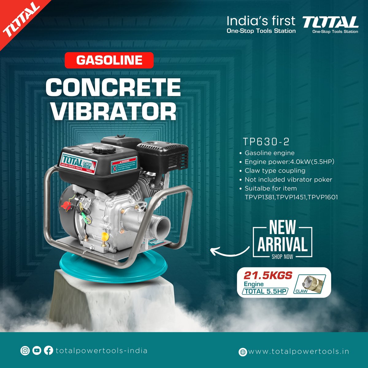 🔧 Introducing Total Gasoline Concrete Vibrator - TP630-2 🔧

Power through your concrete projects with ease using our Total Gasoline Concrete Vibrator! 💪

🚀Engine Power: 4.0kW (5.5HP)

Order now: zurl.co/ZCgp 

#TotalTools #ConcreteVibrator #Construction #Powertools