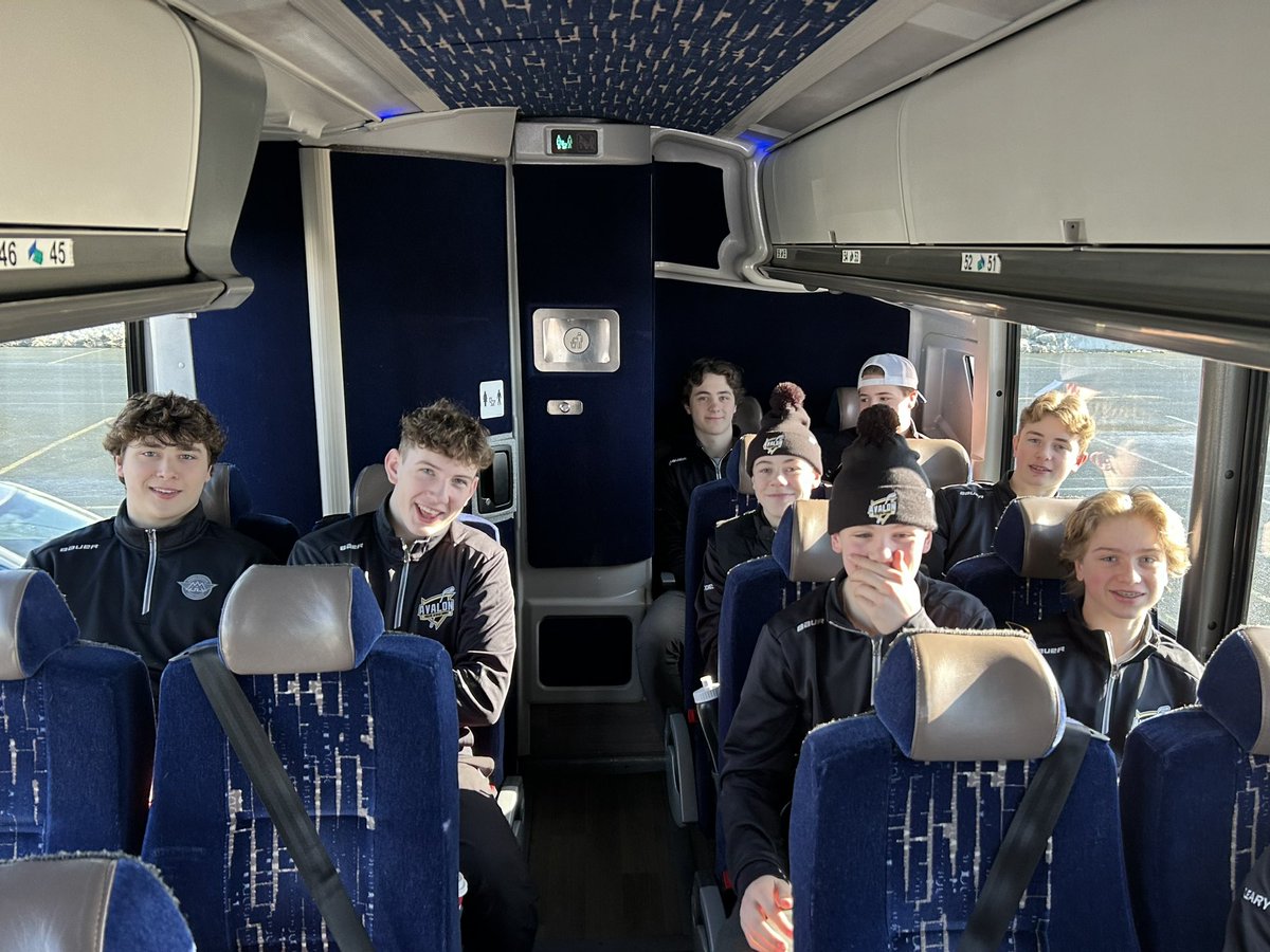 Bus #2 has departed for the NL Winter Games.  Not surprisingly, the male hockey contingent has taken up residence at the back of the bus!