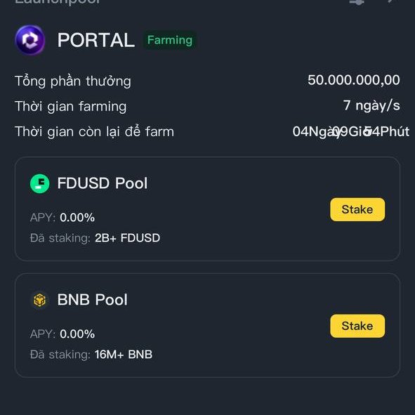 htp96_community's tweet photo. PORTAL SẼ LIST GIÁ BAO NHIÊU ?? ❗️
💡NGÀY 29.2 $Portal sẽ lauchpool trên binance !! 
Đợt này có anh em có để ý Binance ra lauchpool liên tục và ROI list khá ấn tượng .
Thích + tweet lại + bình luận  giá sau khi $portal list binance mình sẽ random 2 bạn . 

1.Cùng điểm qua một số điểm nổi bật của dự án @Portalcoin 
Chưa tới 1 tuần Lượng FUSD staking lên đến 2B + hơn 16 tr BNB được staking đây là con số vô cùng ấn tượng cho thấy lần này lượng người quan tâm dự án cực hot .

có hơn 200 dự án đang sẵn sàng trên $portal 
2.Dự phóng giá của dự án mình đã nói trước đó anh em có thể đọc lại bài bên dưới !!
 💡Thông tin token: 
+ Tổng cung: 1,000,000,000 PORTAL 
 + Cung khi listing: 167 triệu (16.71%)
Với cung ban đầu thì dự phóng giá quanh vùng 2.1-2.5$  ngang với giá OTC hiện tại và marketcap cũng quanh 300tr$ trở lên 

3. Cách tham gia lauchpool  thế nào ??
Anh em chưa có tài khoản binance thì đăng ký tại đây : 
https://t.co/u9Zh3Si1ra
Anh em có thể staking BNB hoặc FUSD  trong vòng 7 ngày còn 4 ngày nữa nên tranh thủ nhé anh em .
 
Ngoài ra thì join thêm : https://t.co/aLTcWoRDbE
để nhận thông tin từ dự án nhé. 
#Portal