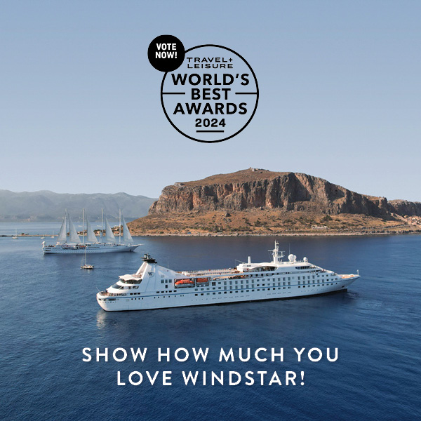 Only a few days left to vote in the 2024 Travel + Leisure World's Best Awards! These awards are trusted by savvy travelers and we appreciate your support for Windstar. ow.ly/5vFl50QGZ55 🤩 Voting ends Feb 26. #WindstarCruises