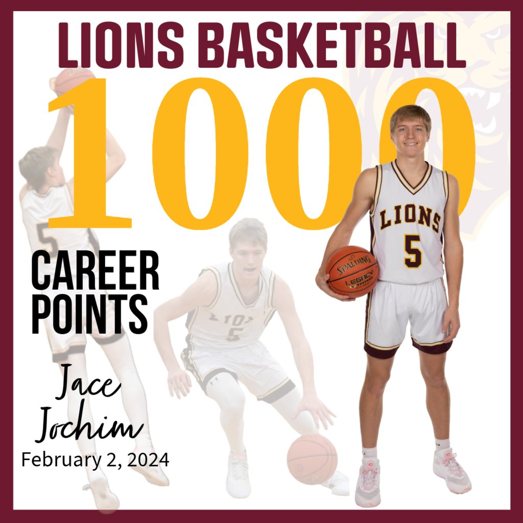 Earlier this month Senior Jace Jochim earned his 1,000th career point as a Lion.  Congratulations Jace, we are proud of you!  #lionpride