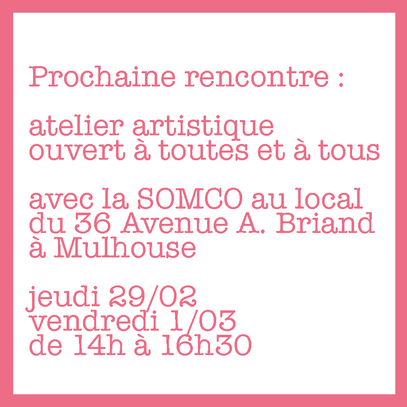 dedale_briand's tweet photo. Prochaine rencontre 🔥

Vous n’avez pas encore eu la possibilité de venir nous rencontrer ? C’est peut-être l’occasion !

Nous serons jeudi et vendredi de 14h à 16h30 au local de la SOMCO au 36 Avenue Aristide Briand de Mulhouse pour proposer un atelier artistique ! https://t.co/6rCOcVLoxX