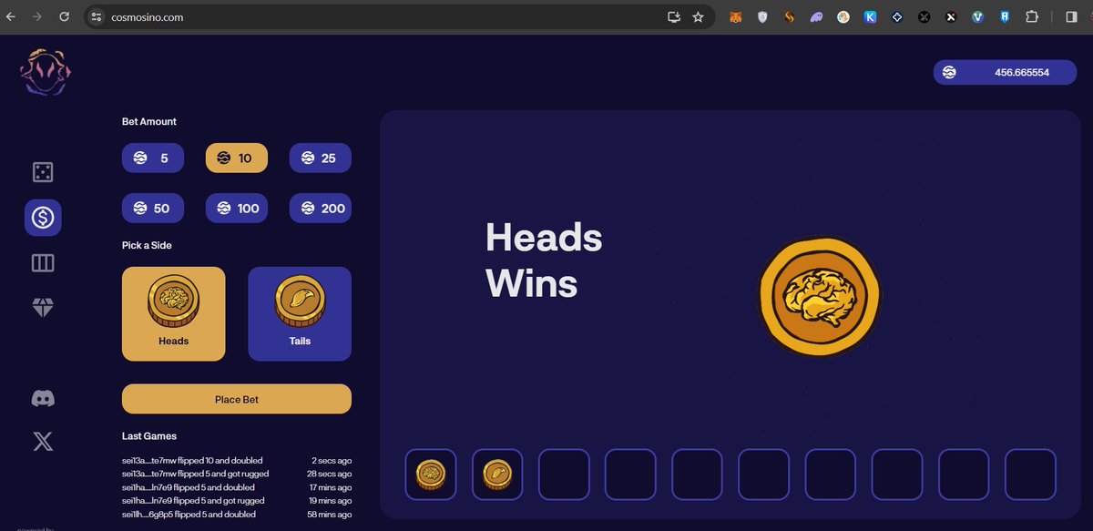 I won <a href="/cosmosino/">Cosmosino</a> 
Simple game, easy W (if u lucky)