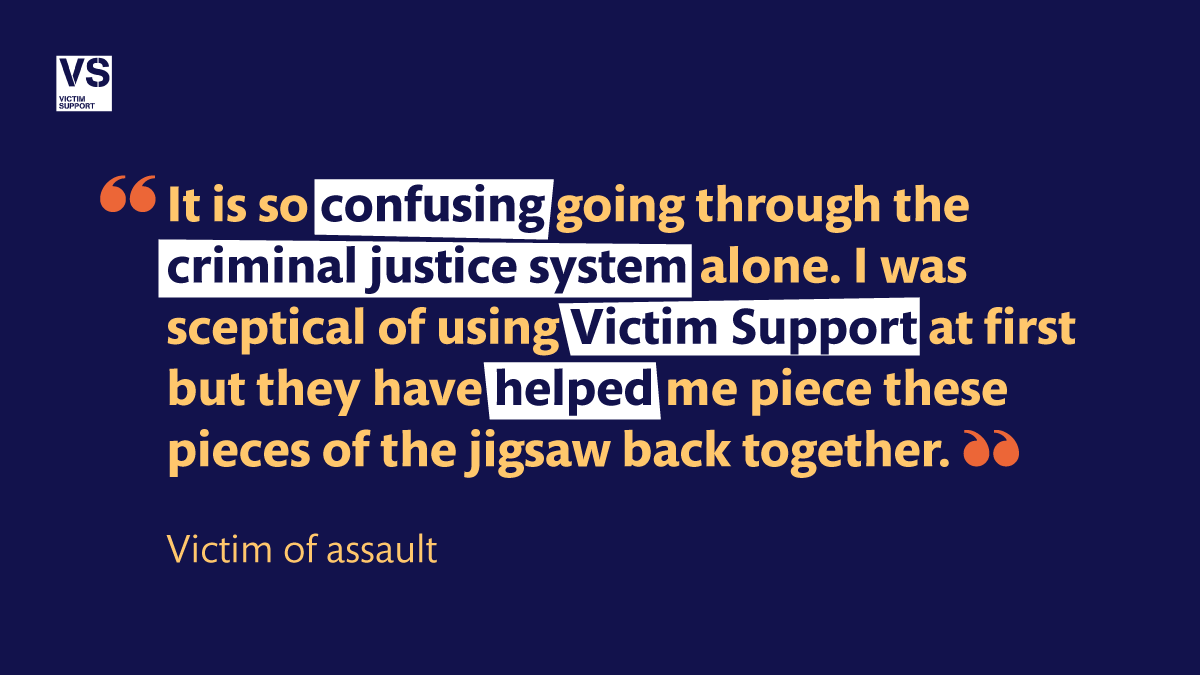 VictimSupport's tweet photo. Navigating the criminal justice system can be overwhelming.

My Support Space has a guide that gives details about the #CriminalJusticeSystem and provides information about the process of going through it, if you feel like you need it.

Sign up today: https://t.co/9F8QPdChXY https://t.co/r7zwUXc9AM