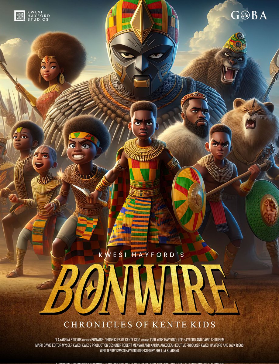 KwesiHayford_'s tweet photo. #BONWIRE: CHRONICLES OF KENTE KIDS
#Synopsis: Four children and their friends, who can weave Kente, the sacred cloth of their people, must defend their city and their heritage from a wicked king who wants to steal their power and legacy of Guided by the spider god Kweku Anansi. https://t.co/AMT2ioj7YZ