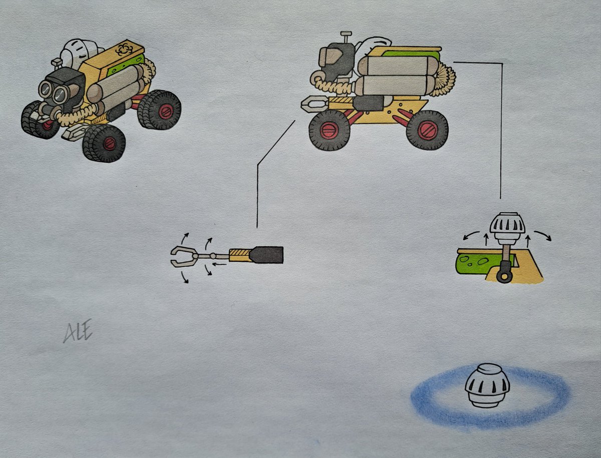 Sometimes, instead of doing a complex drawing, you just want to go back drawing little rovers. There you go, here's HAZARD, to deal with contaminated environments. #rover #scifi #OC #robot #explore #space #drawings