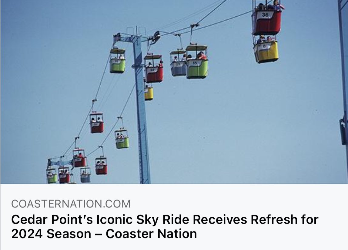 Coaster_Nation's tweet photo. Get ready for a nostalgic journey with a modern twist as @CedarPoint’s iconic Sky Ride undergoes a refresh for 2024! From fresh paint to updated logos, experience history with contemporary flair.

⬇️ PHOTOS / DETAILS:
https://t.co/JasGJbuWdV

#cedarpoint #vonroll #coasternation https://t.co/pzdPLVaW8I