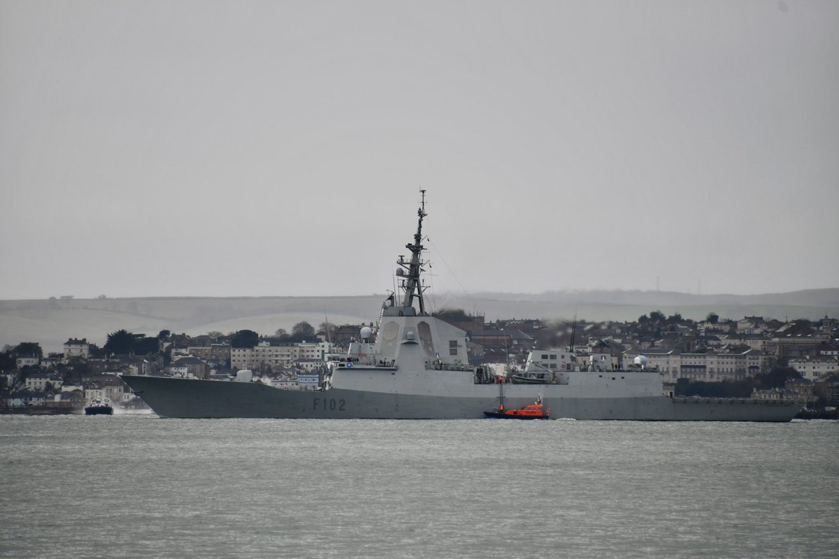 📷 @Armada_esp ESPS Almirante Juan de Borbón 🇪🇸 departing Southampton ⚓️ @NavyLookout @UKDefJournal @WarshipCam