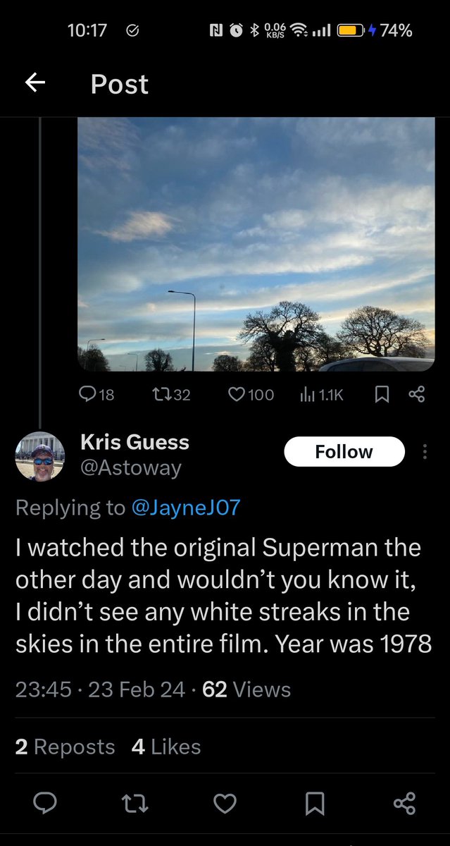Very hard to tell these days, but I believe he is being serious. Good grief. #chemtrails #conspiracytheories