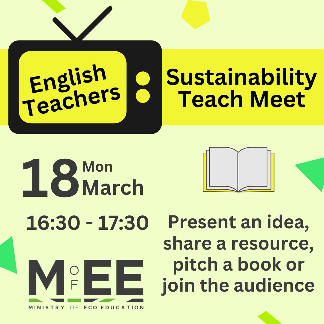 We're supporting teachers to host online Sustainability Teach Meets - helping to share best practice around education for sustainability

The inspiring <a href="/ecodukes/">S. Dukes</a> is leading the English Teachers Sustainability Teach Meet

Be part of the audience us02web.zoom.us/meeting/regist…