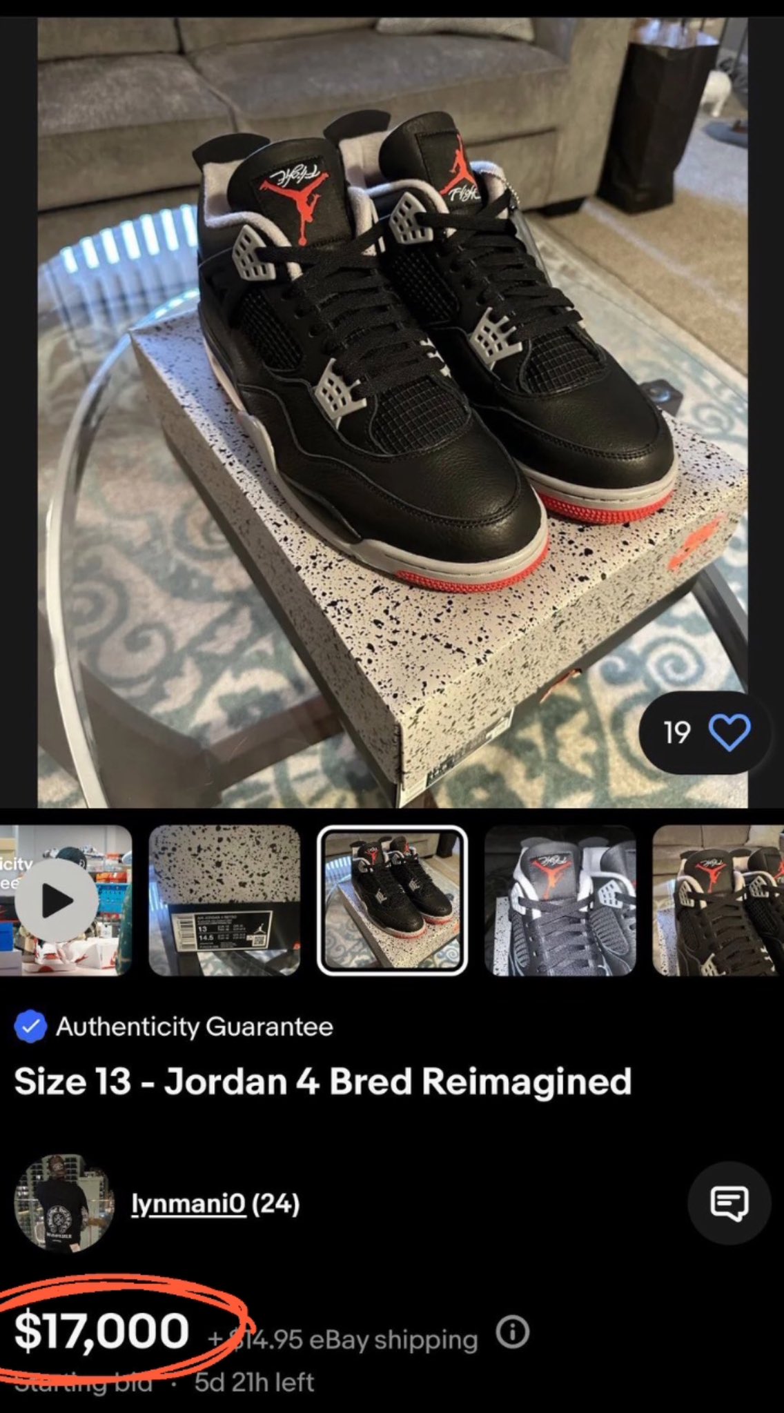 Complex Sneakers on X The customer who received the Reimagined Bred 4s is asking for 17 000 on eBay https t sGF6kLjNw0 X