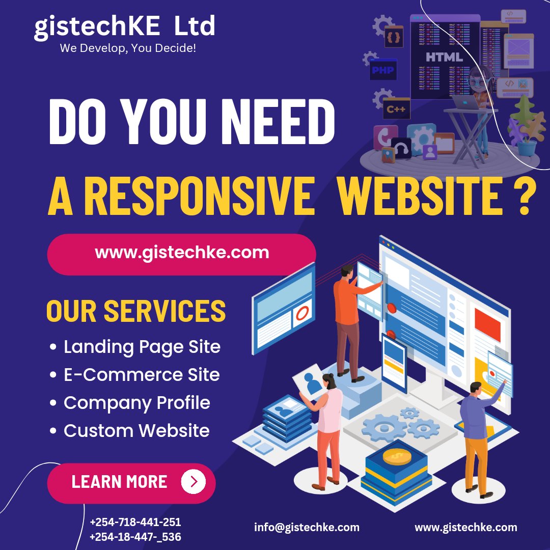 gistechke's tweet image. Is your website keeping up with the times? Discover the power of a responsive website design with gistechKE. Reach your audience on any device, anywhere, anytime.
Contact Us!📩
#responsivewebdesign #responsivedesign #responsive #webdevelopment #WebUI #WebDesign #webdesigner
