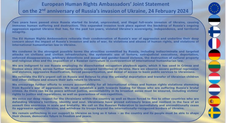 Today we, European Human Rights Amb, join so many others and #StandWithUkraine Pls read our statement, for ex unlawful deportation of children are raised