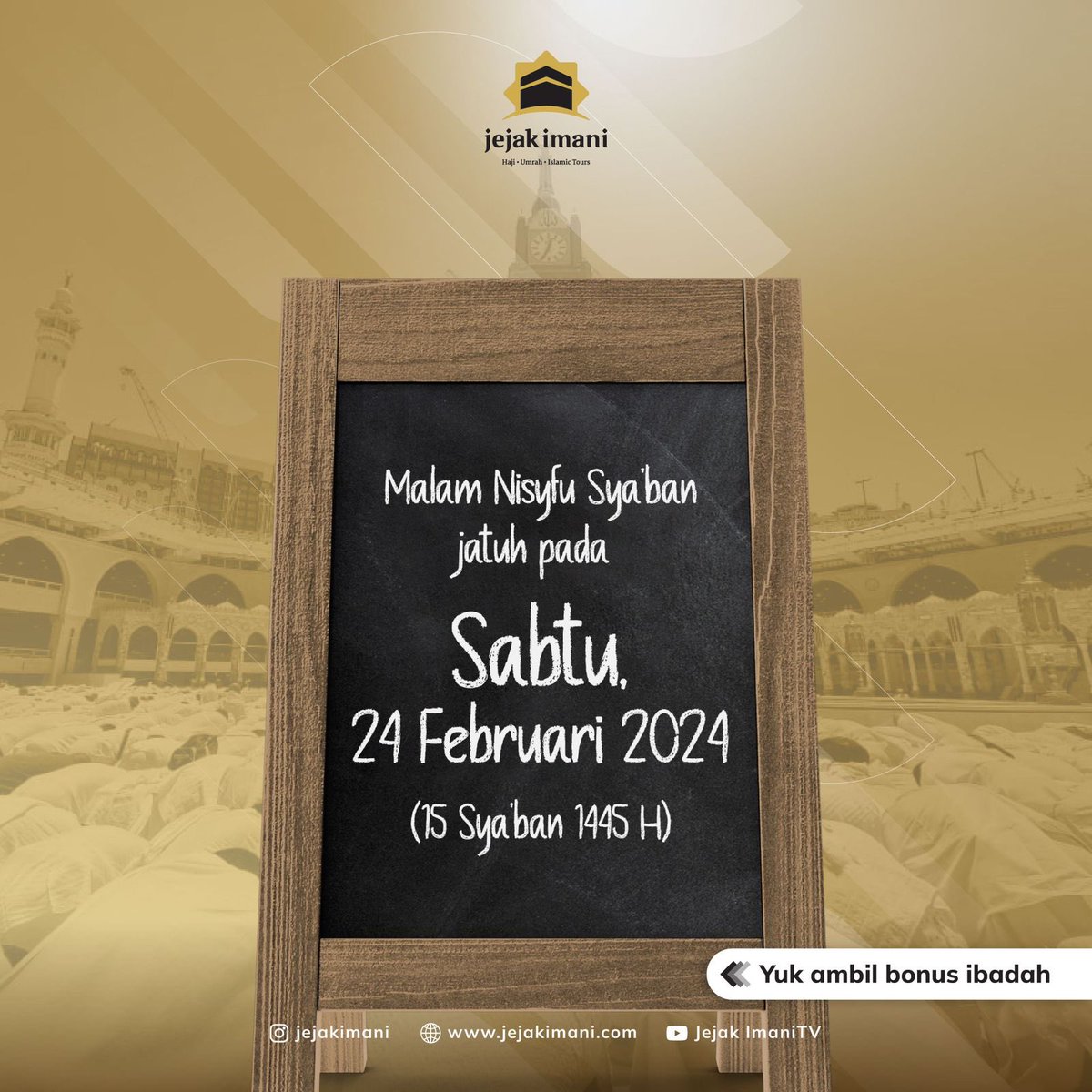 jejakimani's tweet image. Catat! Malam ini Malam Nisyfu Sya’ban

Sudah siapkan doa dan dzikir terbaik untuk malam ini? 😎✨

#syaban #nisyfusyaban #dzikir #doa #umroh #jejakimani #haji