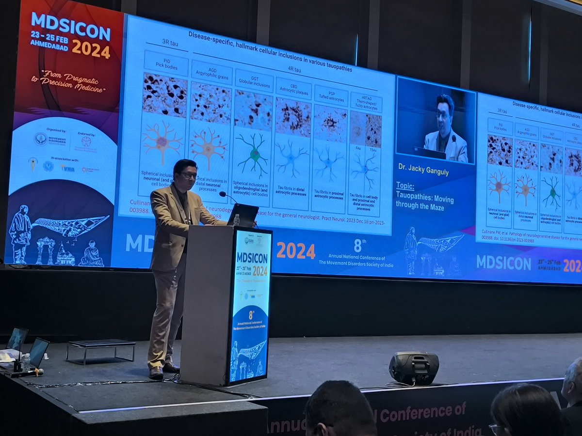 Great talks by 1. Cognitive assessment in movement disorders by Prof. Atanu Biswas 2. Dementia with lewy bodies (#DLB) by @rukminimridula 3. Tauopathies by (#PSP) @JackyGanguly #MDSI #MDSICON @mdsieditor @huwmorris @ASAP_Research @CurePSP @AarslandDag @KristopheDiaz