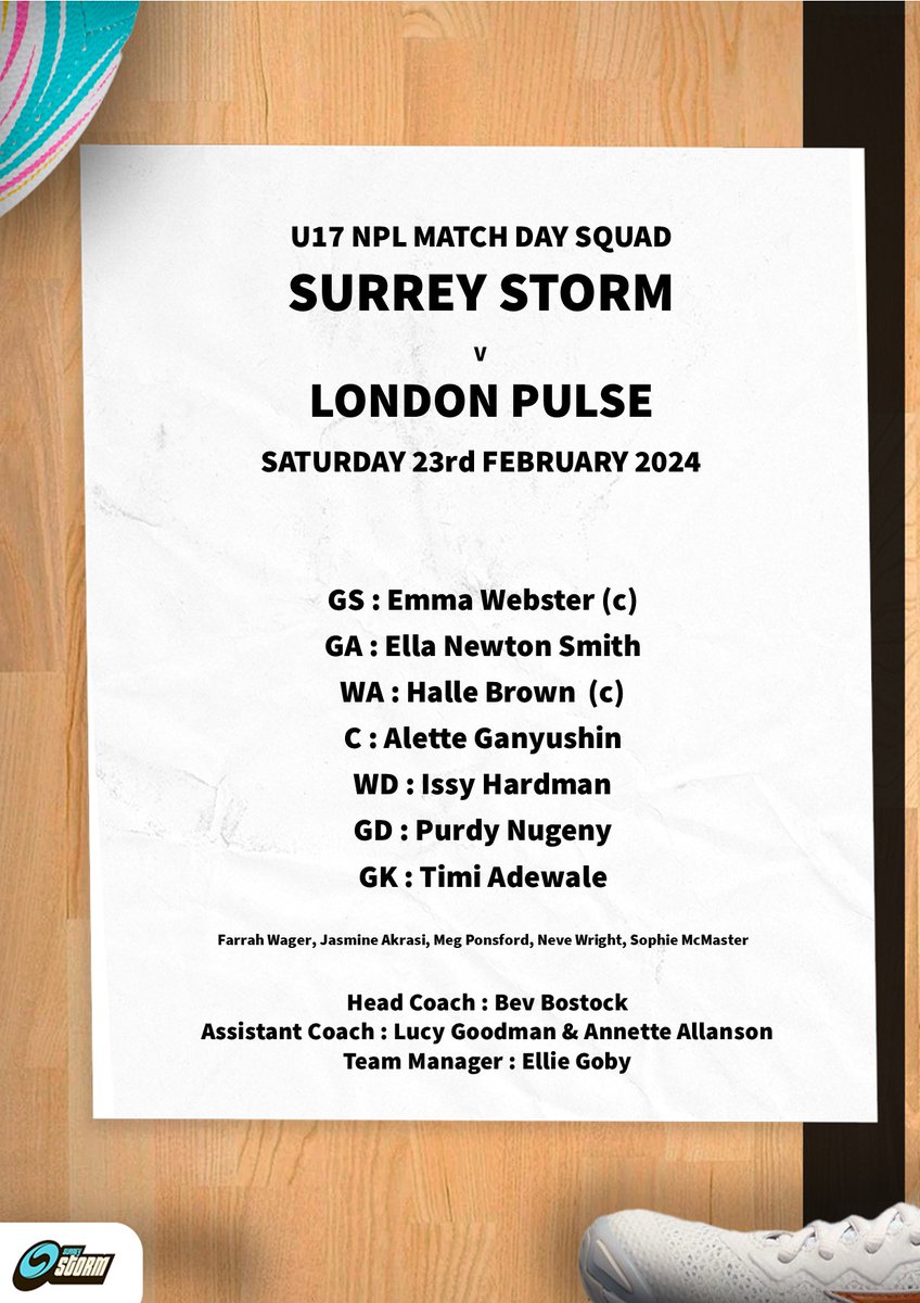 Starting 7 for #u17 against <a href="/PulsePathway/">London Pulse Netball Pathway</a>