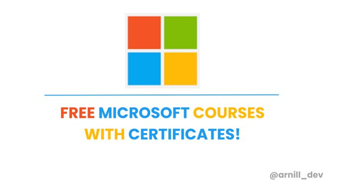 details_with_ai's tweet photo. Microsoft is offering FREE online courses with certification. 

No Payment Required! 

Here are 10 FREE #Google Microsoft courses to become skilled in 2024:  👇

[Bookmark for later use] 🧵