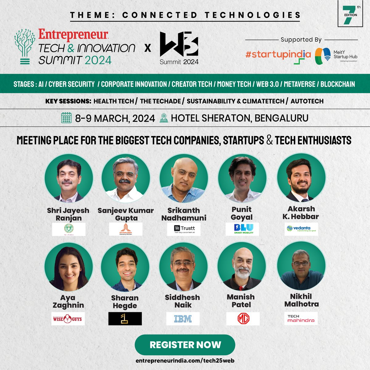 EntrepreneurAPJ's tweet photo. 🚀 We're thrilled to announce our stellar lineup of top 10 speakers at the upcoming summit. 

📅 08-09 March 2024 📅 , Hotel Sheraton, Bengaluru

Register Now- https://t.co/x4RBysuDrX

#TechInnovationSummit  #TechInnovation2024 s #TechInnovationTalks #March #EntrepreneurIndia https://t.co/Nicm1USX0m