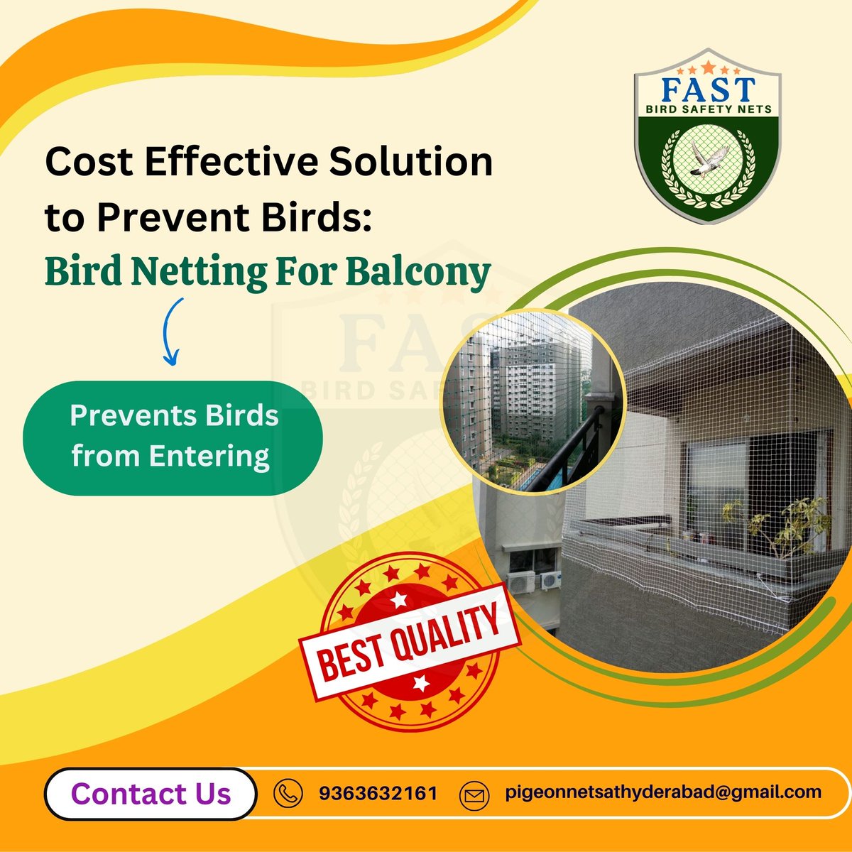 AtNets35955's tweet image. Looking for a cost-effective solution to prevent birds from roosting on your balcony? Try bird netting from Fast Safety Nets! Contact us at 9363632161 to learn more. #BirdControl #BalconyProtection #FastSafetyNets
pigeonnetshyderabad.com/anti-bird-nett…