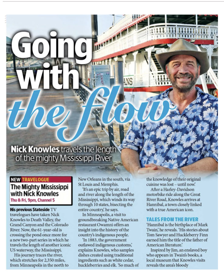 In this brilliant new series ⁦<a href="/MrNickKnowles/">Nick Knowles</a>⁩ travels the length of the mighty Mississippi River. Not to be missed on Thursday &amp; Friday at 9pm ⁦<a href="/channel5_tv/">Channel 5</a>⁩ 🇺🇸