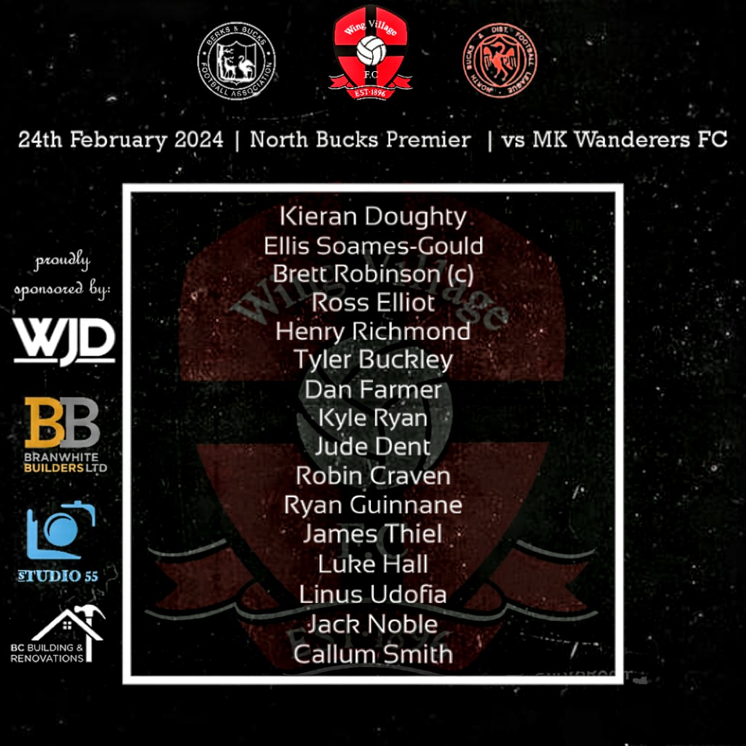 Good luck to the boys selected for today's visit of MK Wanderers FC.

Get down to The Rec to cheer the boys on!

#upthewing