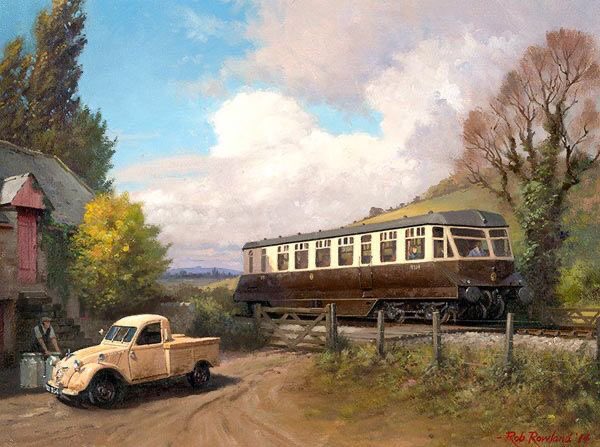 Good Morning. Happy Saturday. Beginning with my favourite railway artist. Rob Rowland There are some more technically gifted and plenty of artists to see at the Guild of Railway Artists site For me it’s the social history I like. This artist includes it in his work