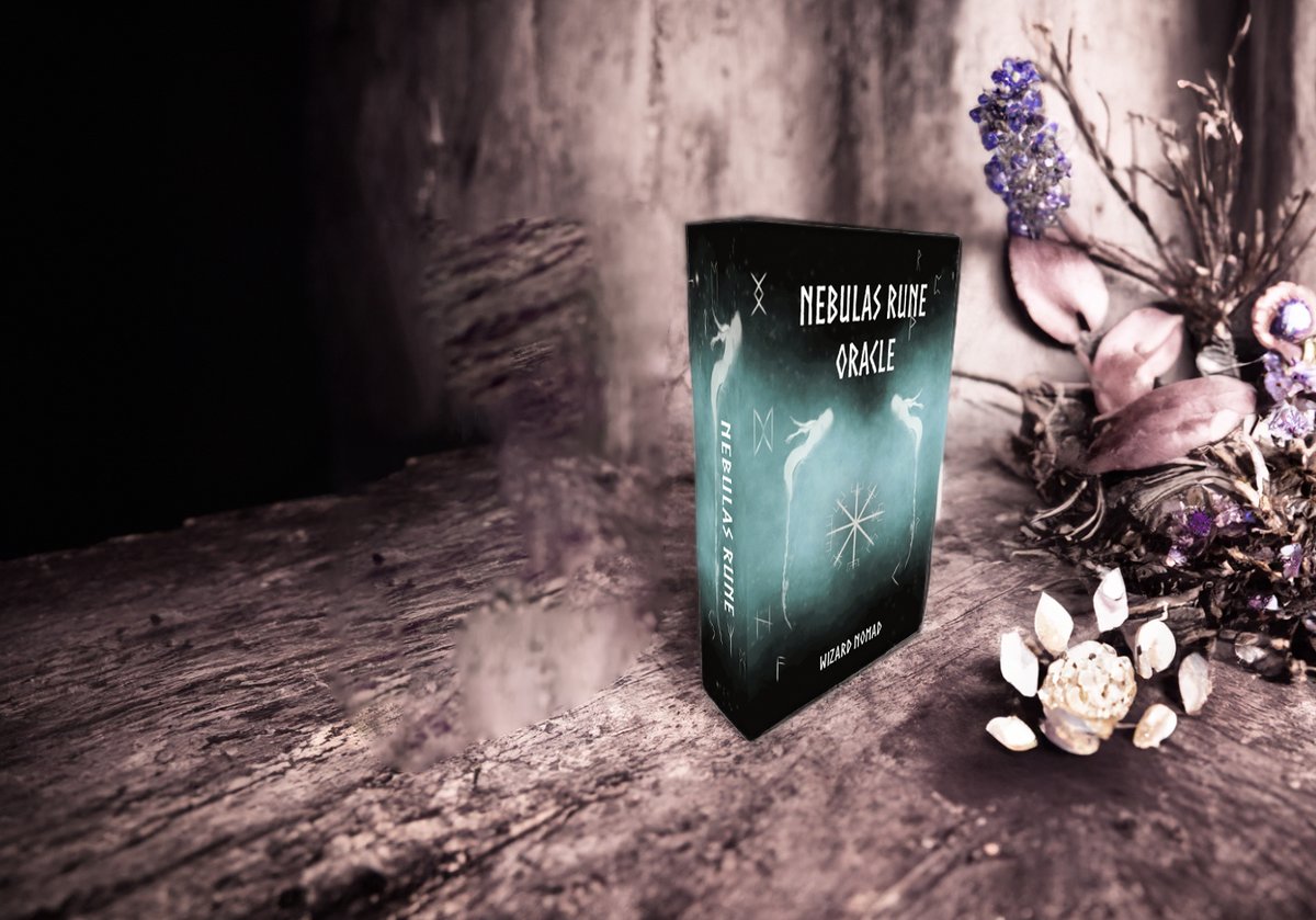 wizardnomad's tweet image. Nebulas rune Oracle box art. Coming soon to Kickstarter. #Runeoracledeck #Runereadings #rotd #Nebulasrune #nebulasmirror