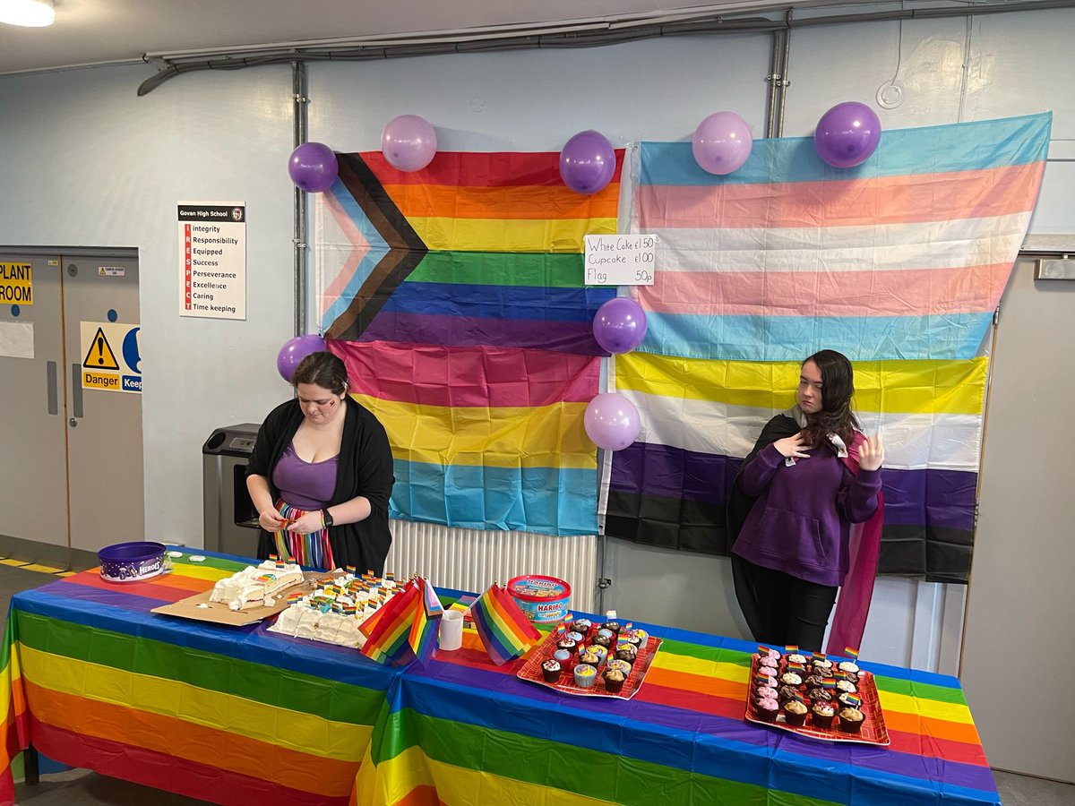 GovanHighSchool's tweet photo. Staff and pupils had fantastic day celebrating Purple Friday in support of the LGBTQ+ community 
💜🌈💜🏳️‍🌈
#inclusion # equality #visibility #lgbtcharter #rightsrespectingschool https://t.co/DTEu7ZHImR