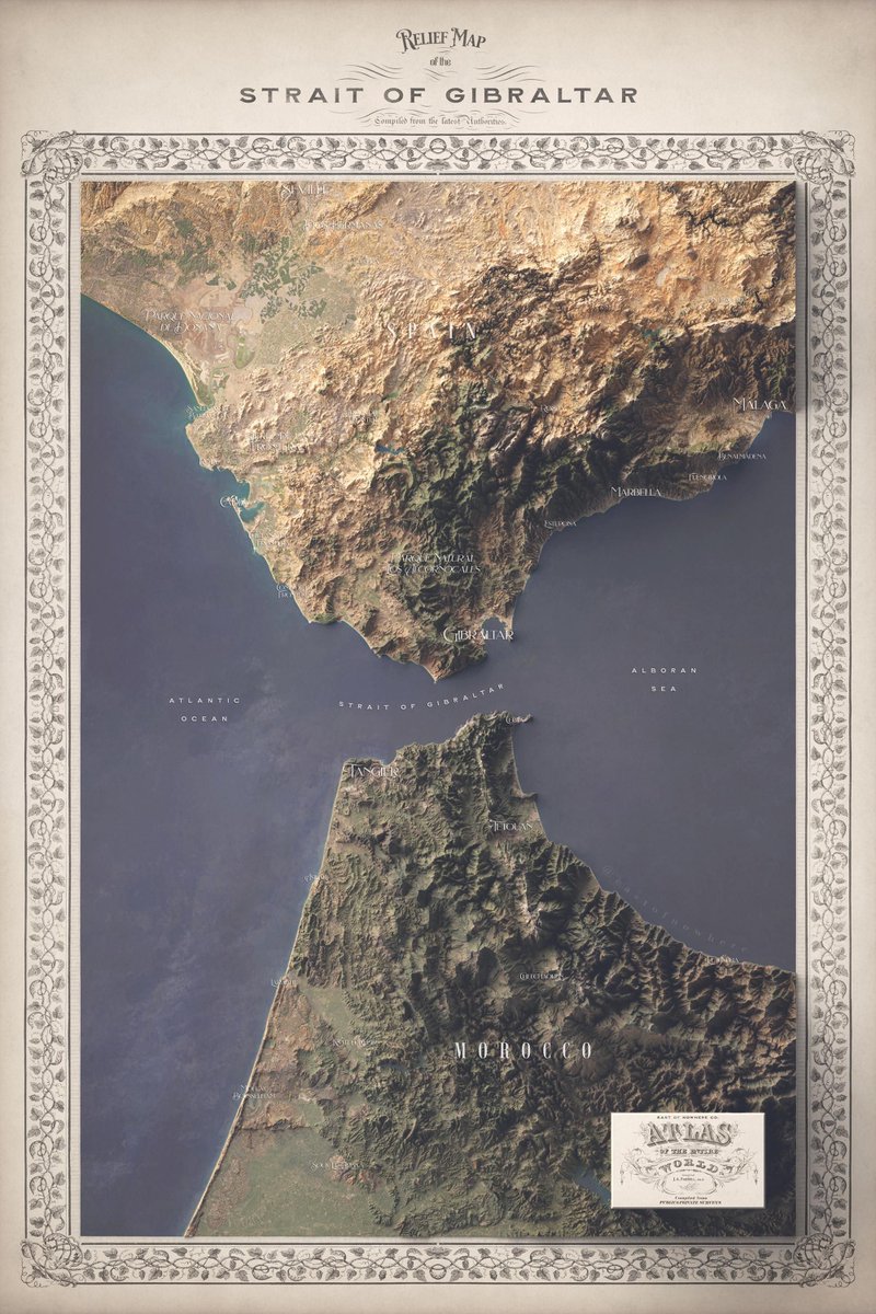 Lovely map of the Strait of Gibraltar. I wouldn't mind sailing through this one day. Must be really cool to watch. Source: buff.ly/4bJKrFK