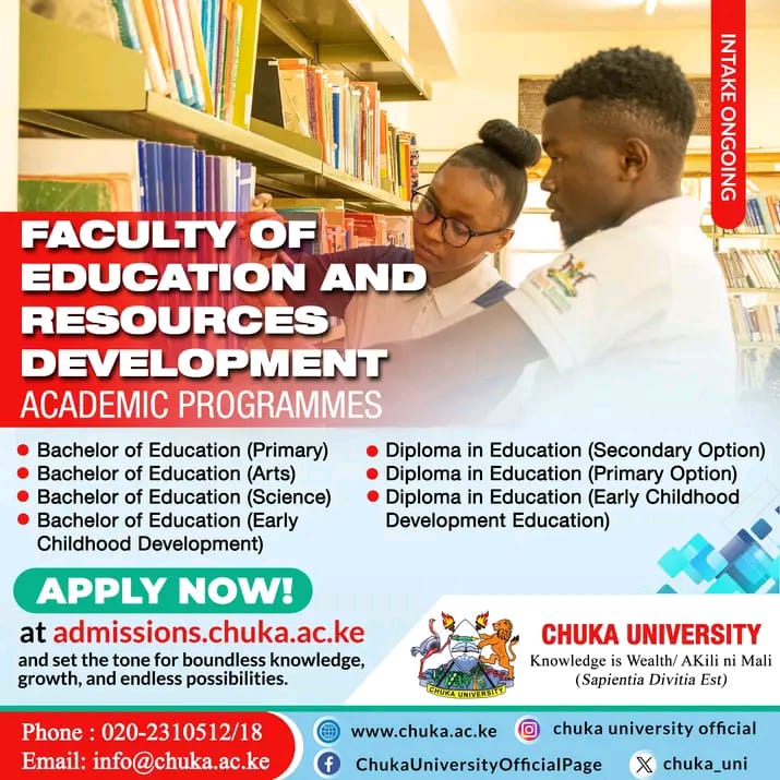 MrOnsase's tweet photo. Through a holistic approach to education, Chuka University instills in students the values of integrity, compassion, and social responsibility, shaping them into ethical leaders and agents of positive change in their communities.

#AdmissionsAtChukaUni https://t.co/TPpkAnVS0L