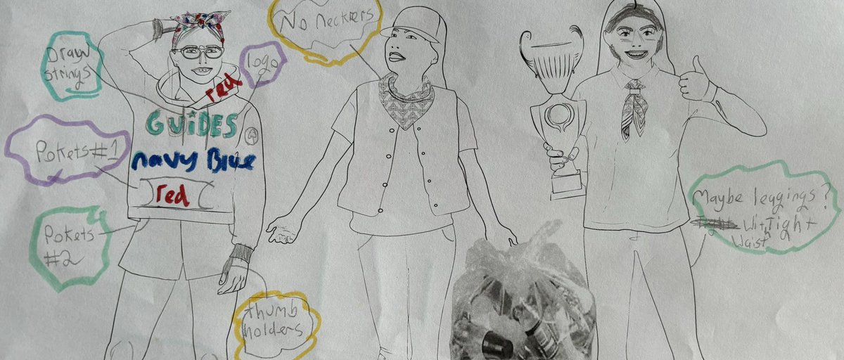 Could this be our new Guide uniform? Our girls chose their favourite logos and colours and then designed their own uniforms to feed into <a href="/Girlguiding/">Girlguiding</a> and <a href="/HemingwayDesign/">HemingwayDesign</a>’s co-design process.