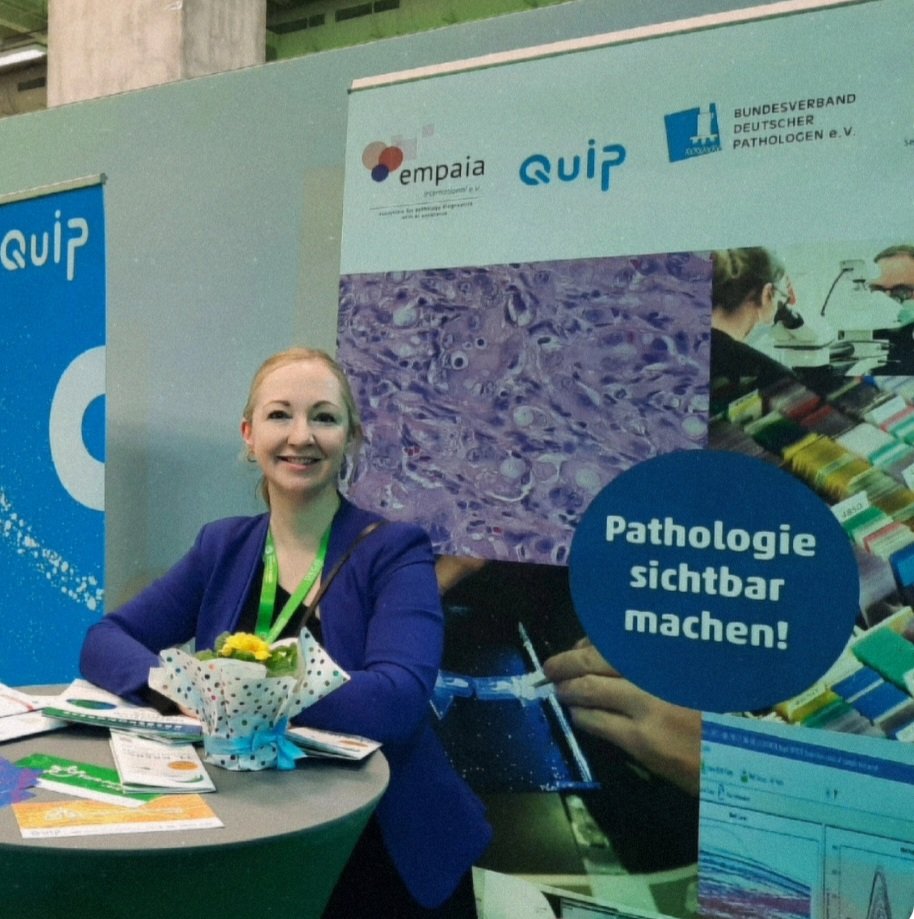Visit <a href="/TheEMPAIA/">EMPAIA International e. V.</a> in the "Kommunikationshalle" of the #dkk2024 at booth A9d and discuss with us #digitalPathology and #AI solutions. | #digital #computational #pathology