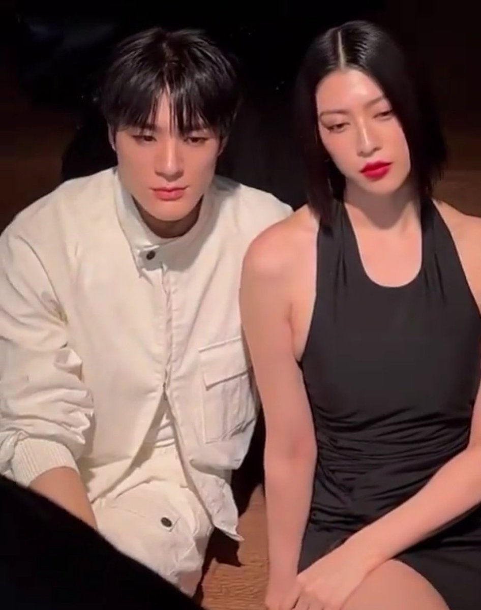 JENO and Ayaka Miyoshi at the FERRAGAMO show in Milan.