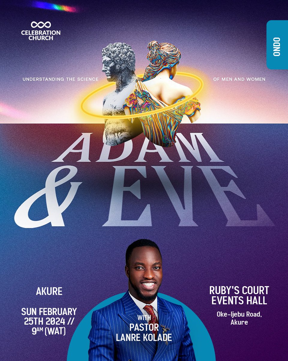 cci_akure's tweet image. It’s the last Sunday in the Love Code Month 🥳🥳

Join us this Sunday as we discuss “Adam and Eve; Understanding the Science of Men and Women” 🤷🏻‍♀️. 

Join us at 
💒Venue: Ruby&apos;s Court Events Hall, Oke-Ijebu, Akure

🕰️Time: 9am

See you soon🥳

#cciglobal
#cciakure
#lovecode