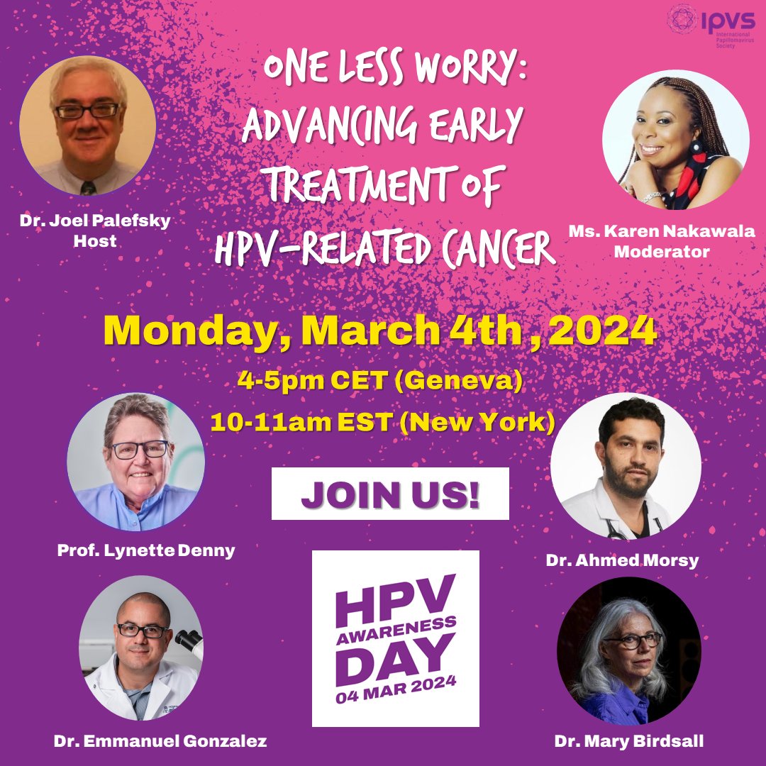 International #HPV Awareness Day is March 4th. Join IPVS for a global panel discussion on Advancing Early Treatment of HPV-related #cancer. Register here: bit.ly/3uFqaAm #HealthEquity #cervicalcancer #Oncology #PublicHealth #cervicalscreening #AskAboutHPV @uicc @WHO