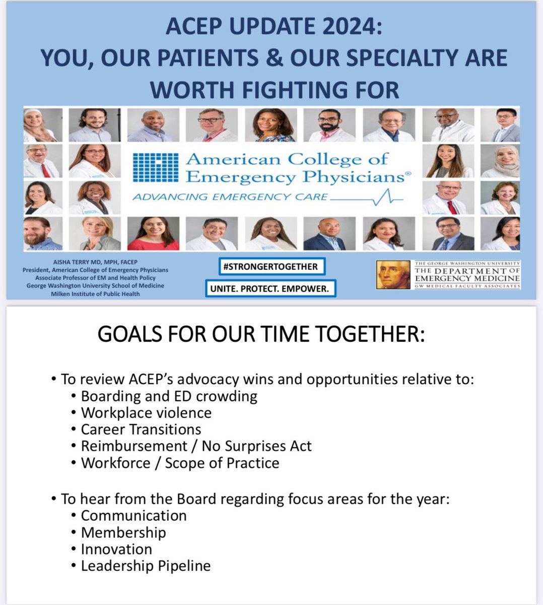 Jeffrey M Goodloe, MD, FACEP, FAEMS (@drjeffgoodloe) on Twitter photo ACEP President Keynote Talk vacep.societyhq.com/meetings/2024a… #VACEPSpring2021
Our @ACEPNow <a href="/ACEPprez/">ACEPprez</a> <a href="/AishaTerryMD/">Aisha Terry</a> sharing encouraging outcomes through @ACEPNow <a href="/ACEPAdvocacy/">ACEP Advocacy</a> wins for our #EmergencyMedicine physicians AND patients. She’s a tireless, committed leader. ACEP President Keynote Talk vacep.societyhq.com/meetings/2024a… #VACEPSpring2021
Our @ACEPNow <a href="/ACEPprez/">ACEPprez</a> <a href="/AishaTerryMD/">Aisha Terry</a> sharing encouraging outcomes through @ACEPNow <a href="/ACEPAdvocacy/">ACEP Advocacy</a> wins for our #EmergencyMedicine physicians AND patients. She’s a tireless, committed leader.