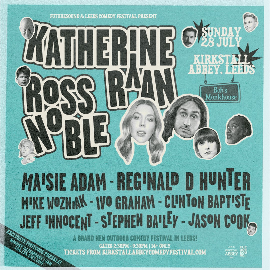 Futuresoundshow's tweet photo. ‘Ey up Leeds – Introducing Kirkstall Abbey Comedy Festival, coming to Kirkstall Abbey on Sunday 28th July!
 
A brand new one day extravaganza featuring an array of the county’s very best and brightest comics. 

For more information &amp; tickets visit - https://t.co/qMHx5CoCZy https://t.co/cV9LQ08PvX
